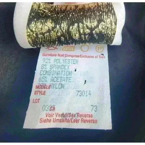 Joseph Ribkoff Black Bodycon Knit Dress Gold Diagonal Blocking Size 8 Vintage - Picture 9 of 10